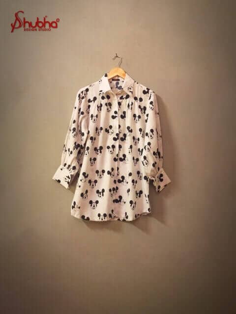 Mickey Mouse Shirt With Feather Sleeves