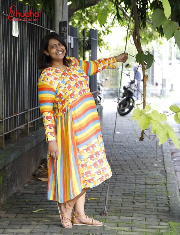organic cotton happiness printed kurta cum dress