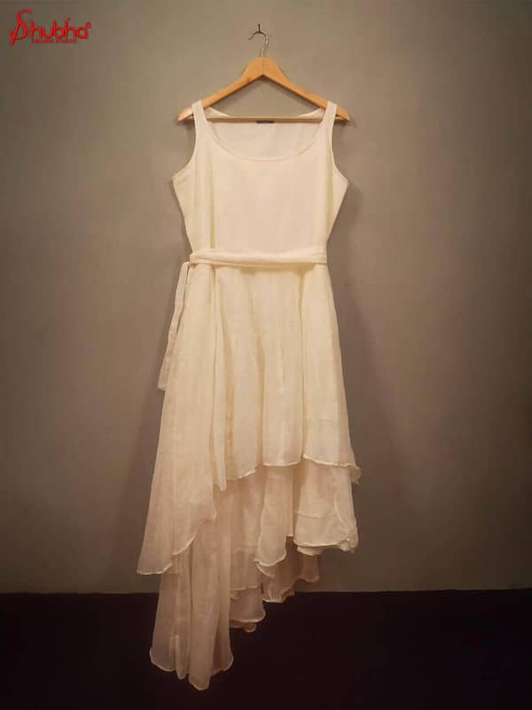 White asymmetrical organic dress
