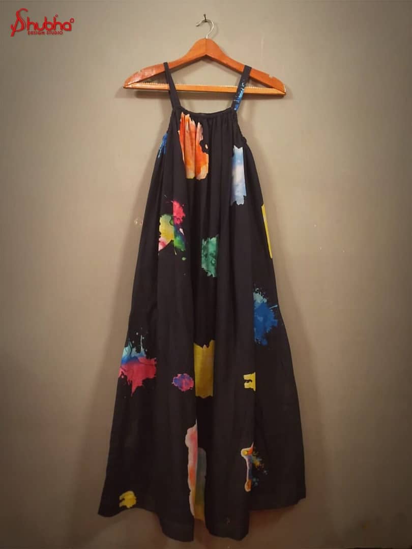 Black Organic Color Pop Sleeveless Dress