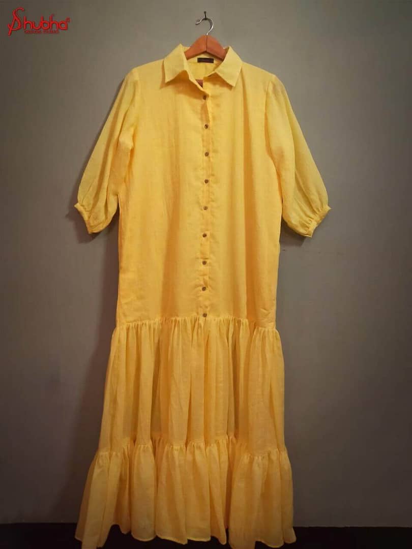 Yellow Long Travel Dress Cum Jacket