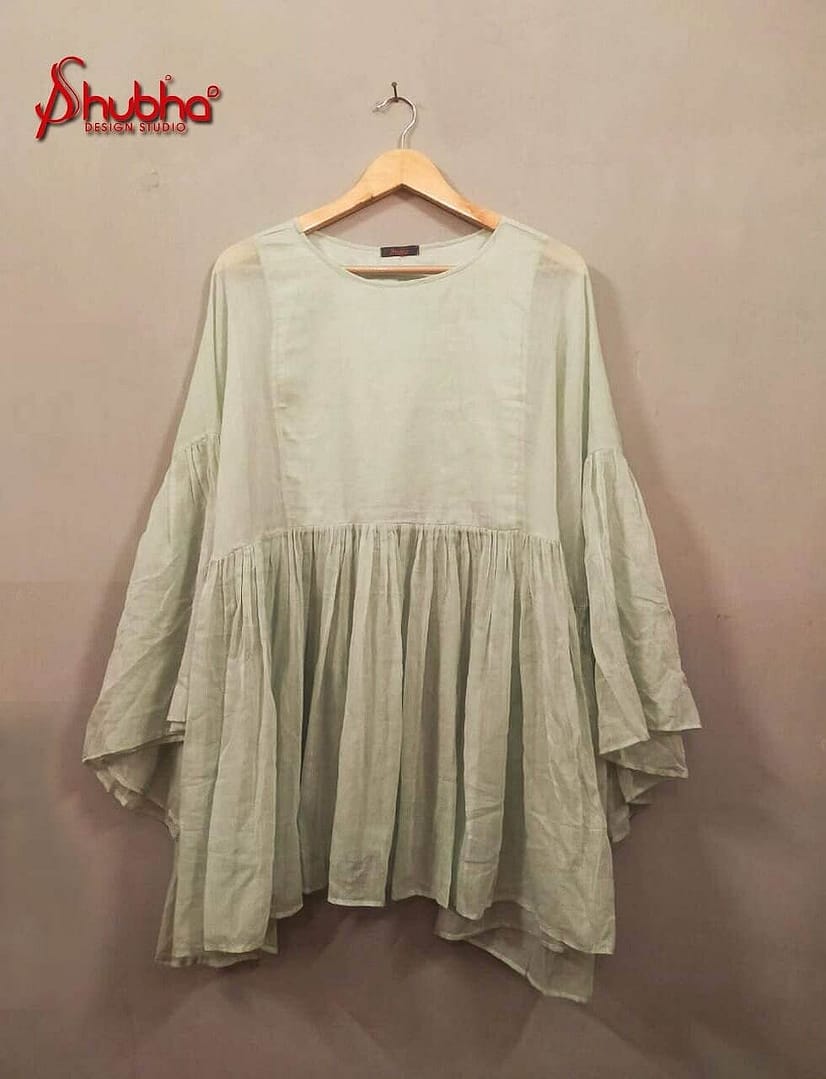 Mint green flare sleeves top