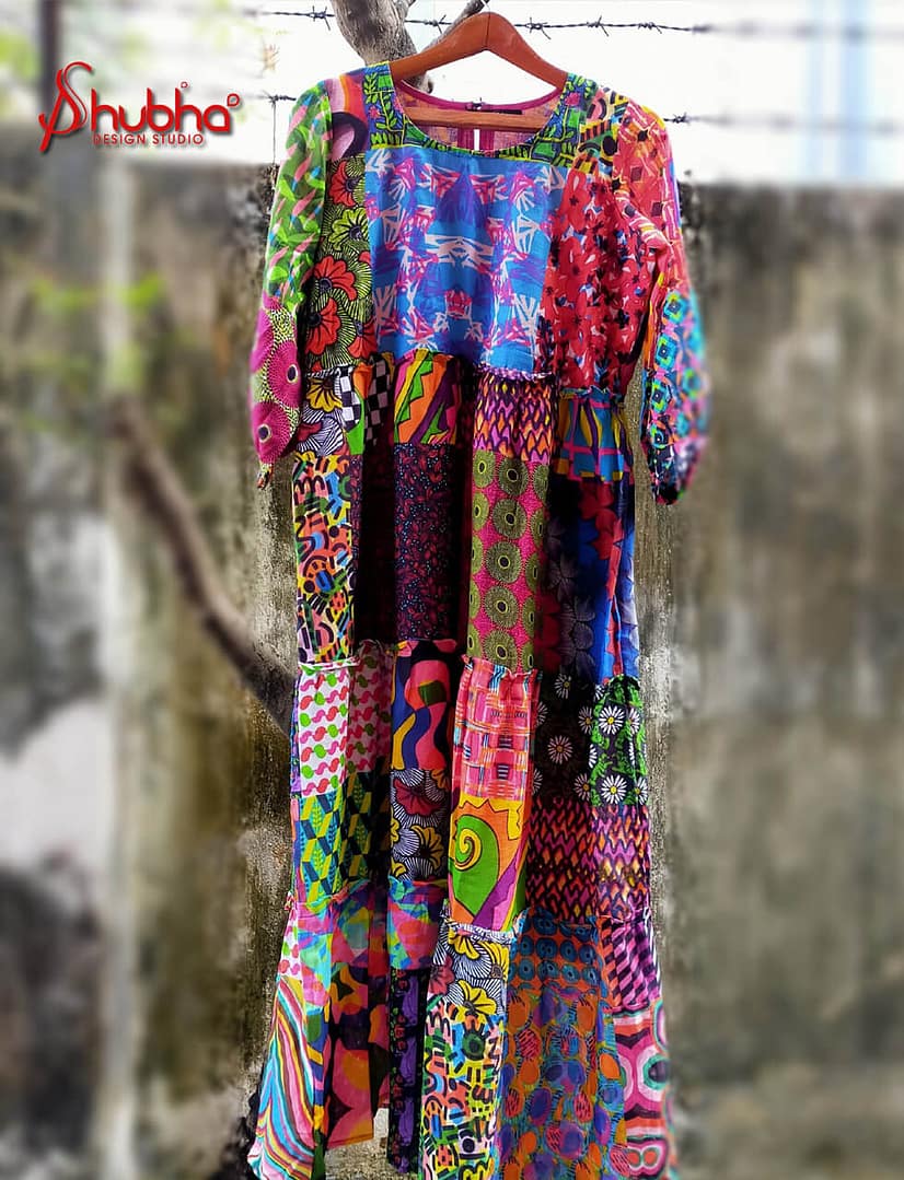 Organic Cotton Hippie Long Multicoloured Dress