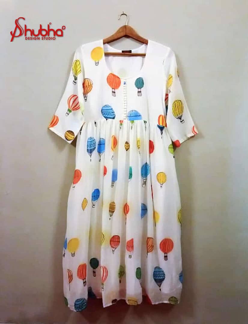 Hot air balloon printed dress